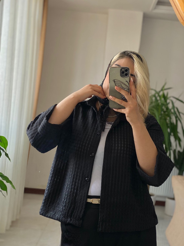 شومیز زنانه مدل باکسی شیشه ای