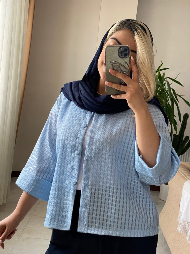 شومیز زنانه مدل باکسی شیشه ای