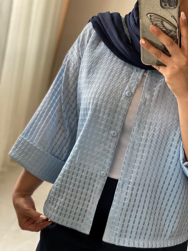 شومیز زنانه مدل باکسی شیشه ای