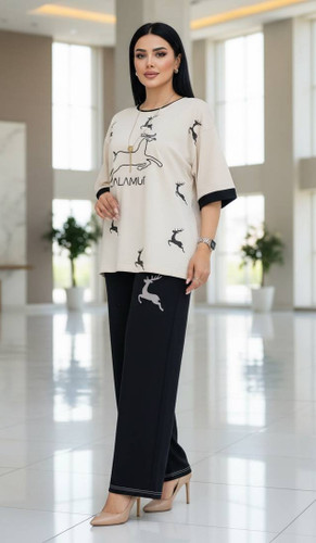 ست تیشرت شلوار زنانه مدل گوزن