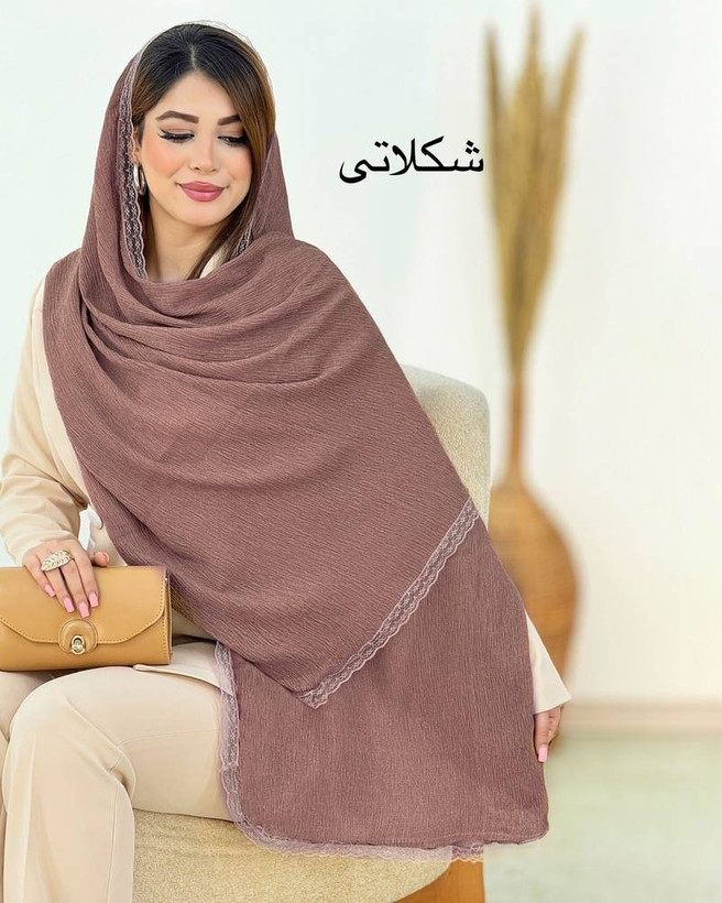 شال پلیسه زنانه مدل لبه توری