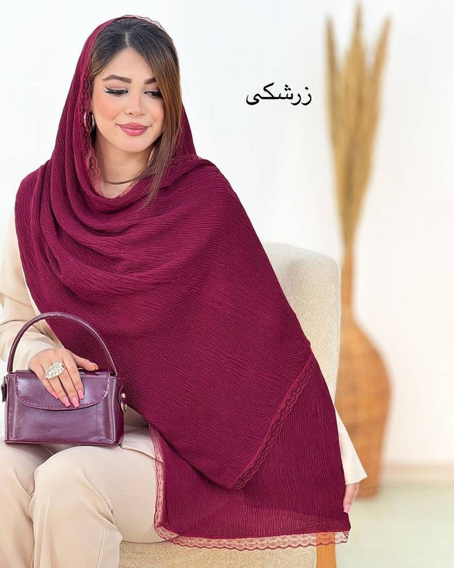 شال پلیسه زنانه مدل لبه توری