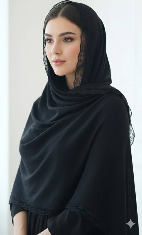 شال پلیسه زنانه مدل لبه توری