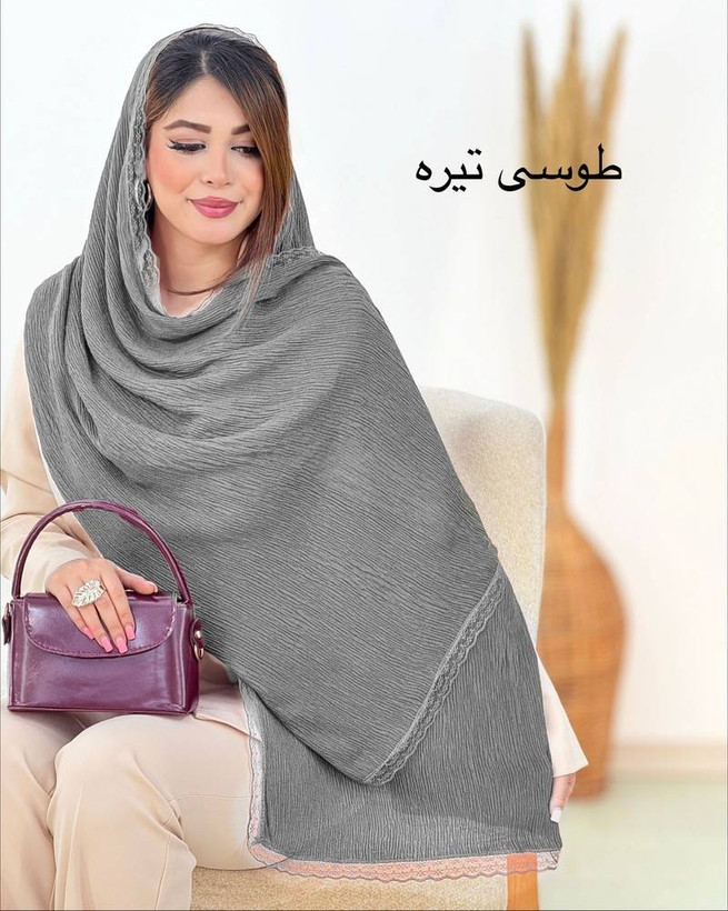 شال پلیسه زنانه مدل لبه توری