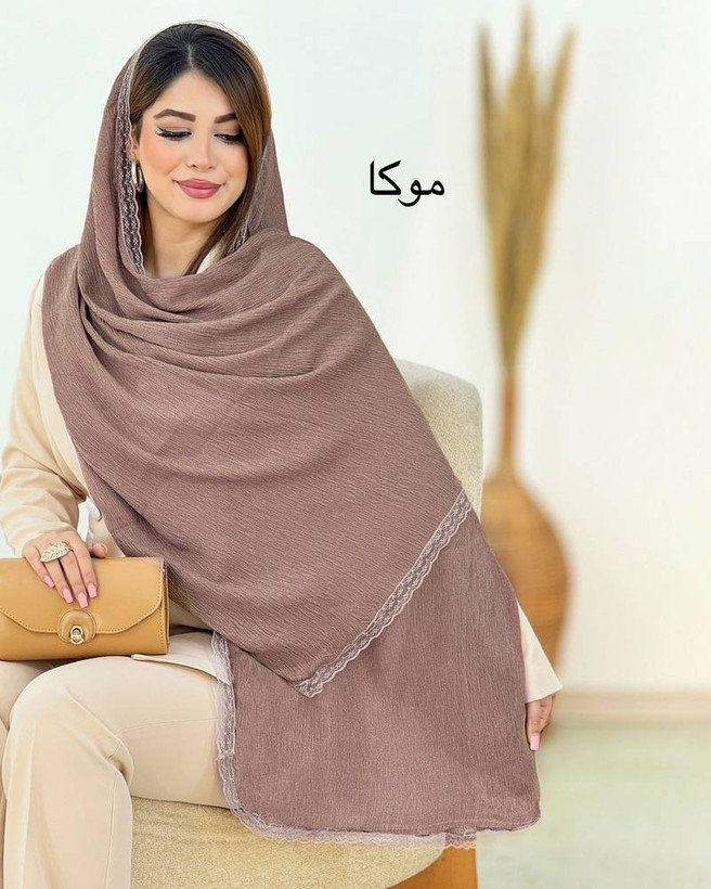 شال پلیسه زنانه مدل لبه توری