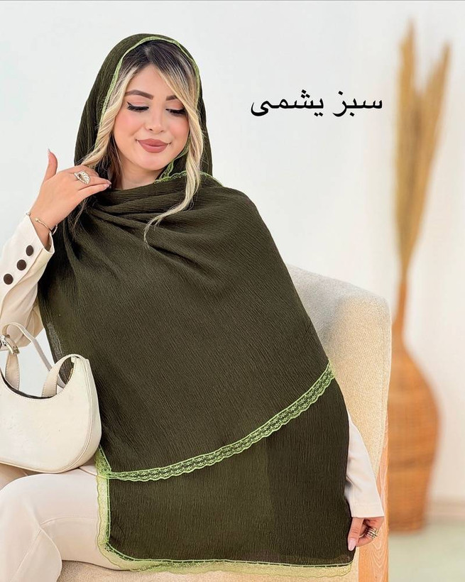 شال پلیسه زنانه مدل لبه توری