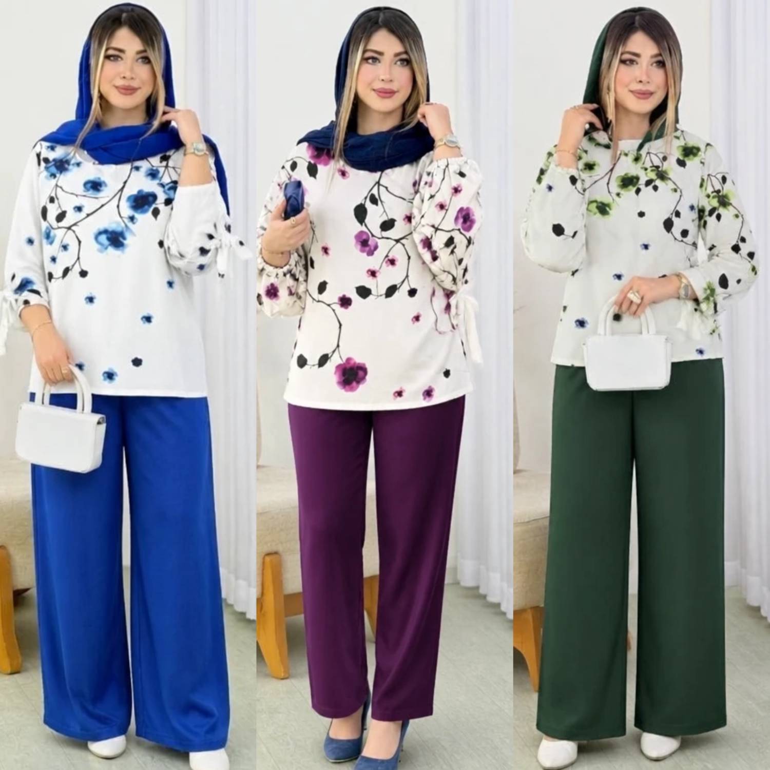 ست شومیز شلوار زنانه مدل شکوفه