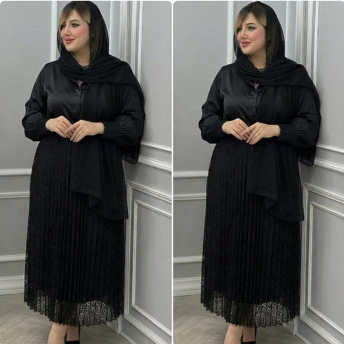 دامن زنانه مدل پلیسه جنس گیپور