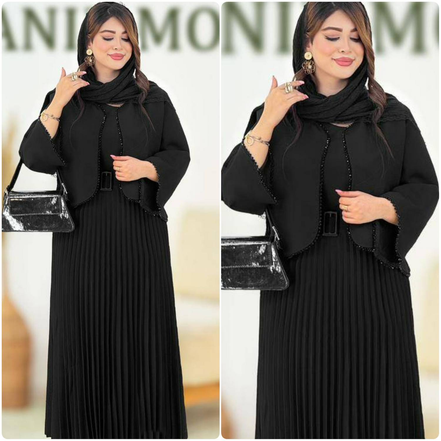 ست سه تیکه کت و سارافون و کمربند زنانه مدل فاریا