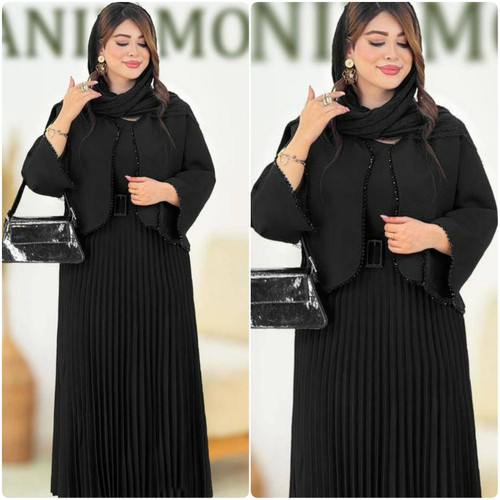 ست سه تیکه کت و سارافون و کمربند زنانه مدل فاریا