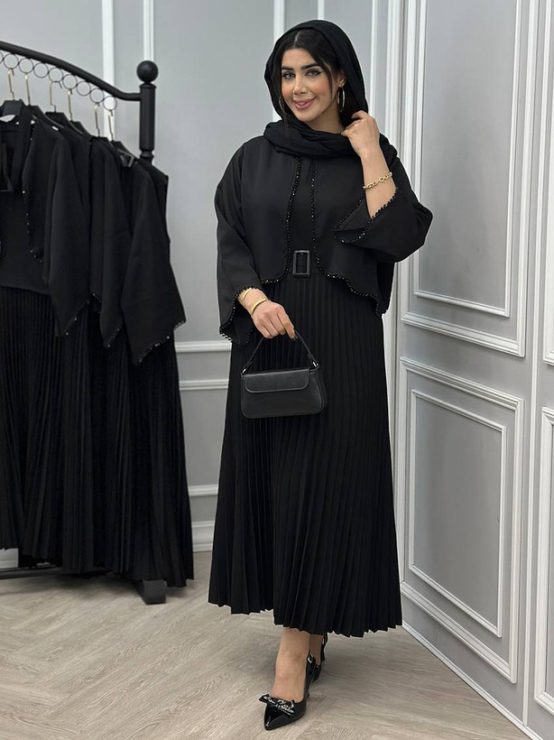 ست سه تیکه کت و سارافون و کمربند زنانه مدل فاریا