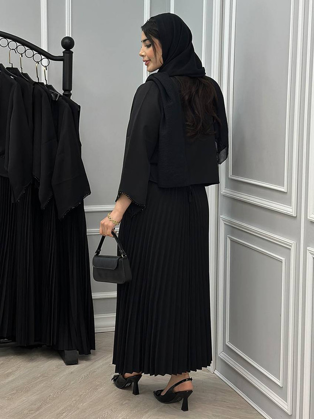 ست سه تیکه کت و سارافون و کمربند زنانه مدل فاریا