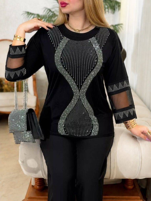 شومیز زنانه مدل ویسکوز نگین دار