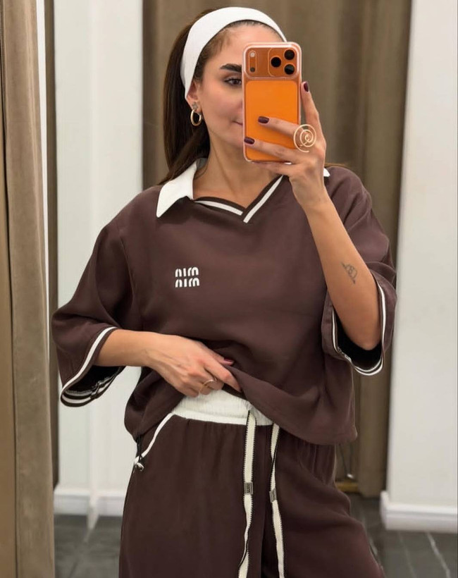 ست تیشرت شلوار زنانه اورجینال مدل miu miu میومیو