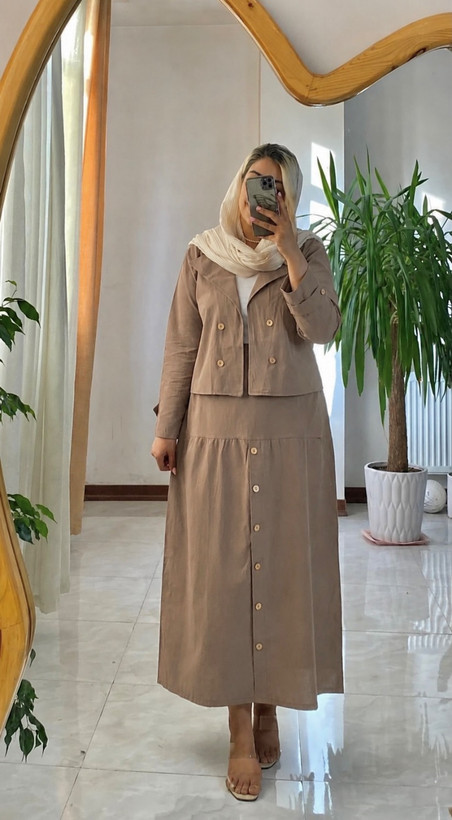 کت و دامن زنانه مدل جلو دکمه سروناز