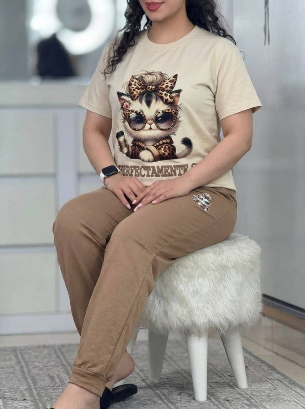ست تیشرت شلوار زنانه مدل ملوسک