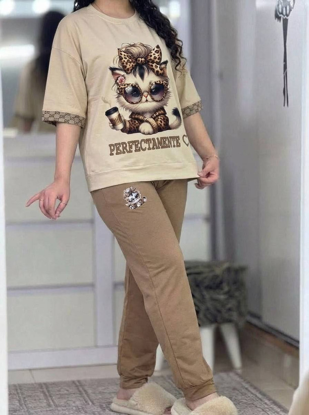 ست تیشرت شلوار زنانه مدل ملوسک