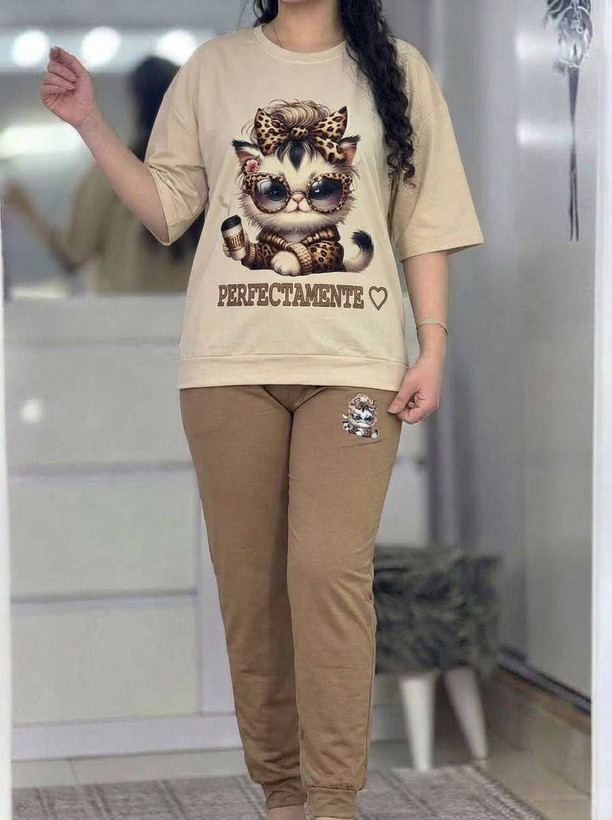 ست تیشرت شلوار زنانه مدل ملوسک