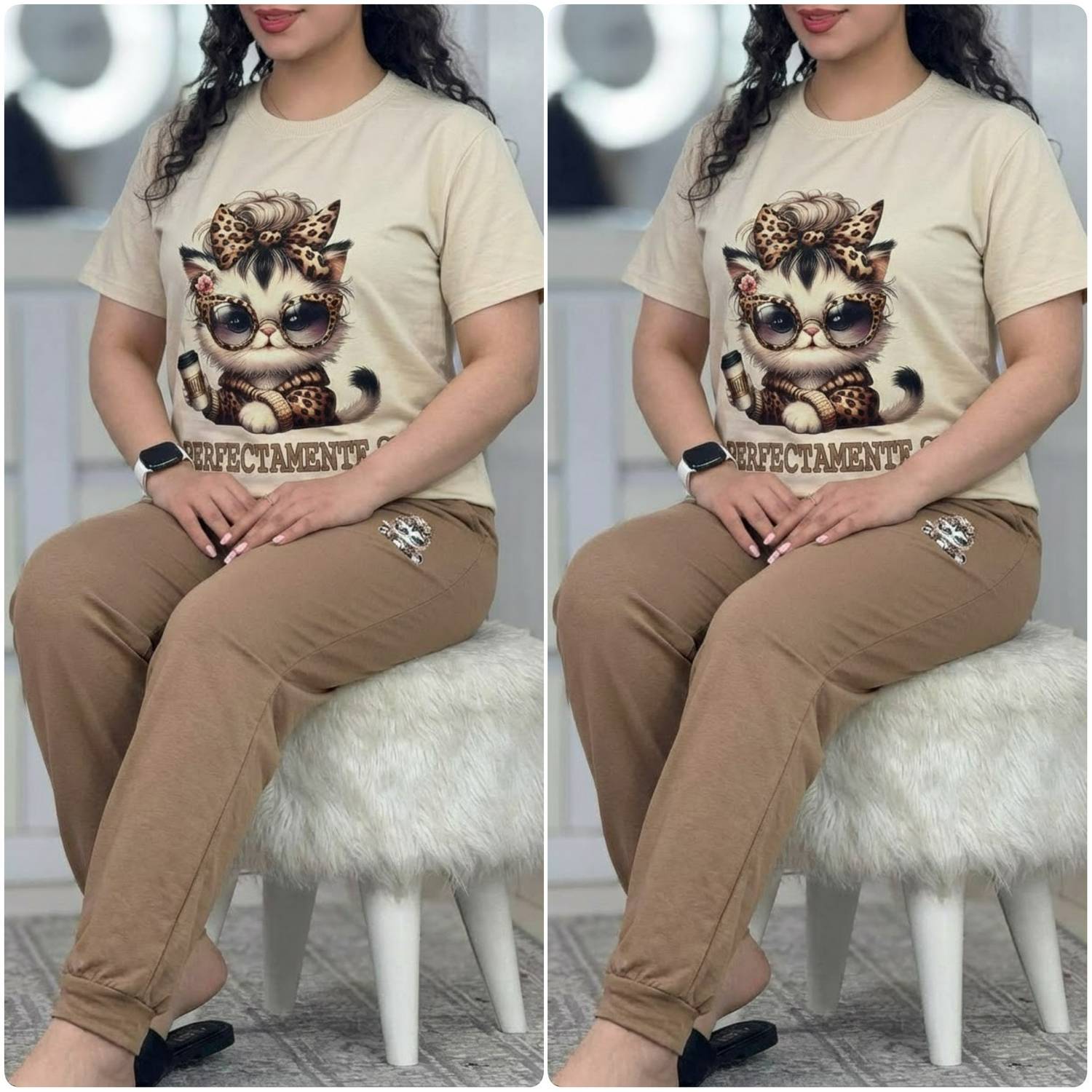 ست تیشرت شلوار زنانه مدل ملوسک