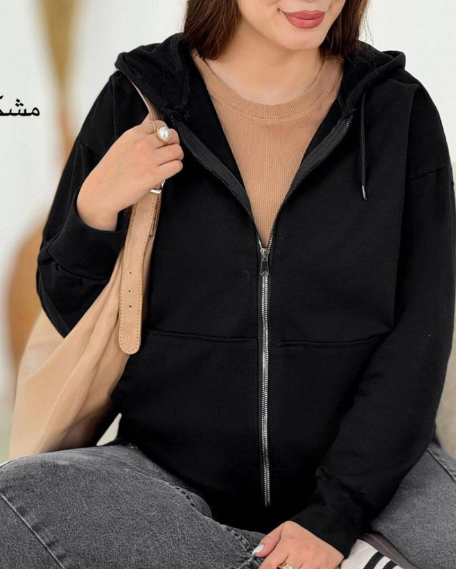 سویشرت زنانه جلو زیپ ساده