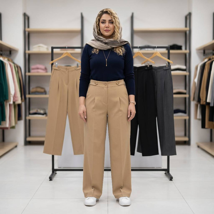 شلوار بگ زنانه کمر پاگن دار