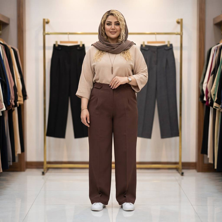 شلوار بگ زنانه کمر پاگن دار