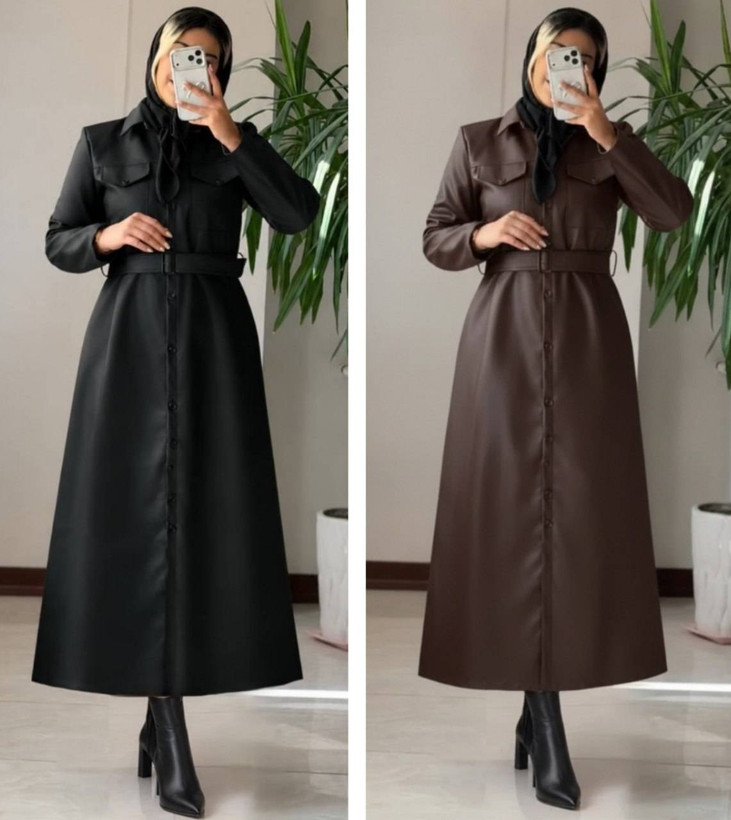 پالتو چرم زنانه بلند آتوسا