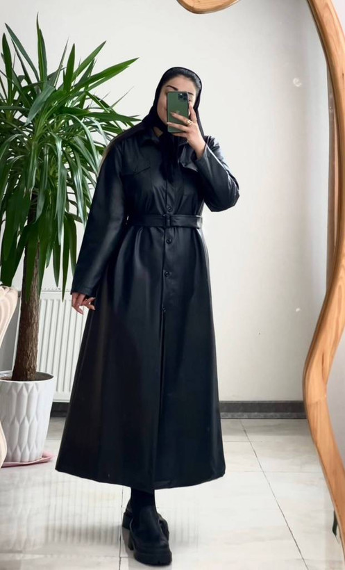 پالتو چرم زنانه بلند آتوسا