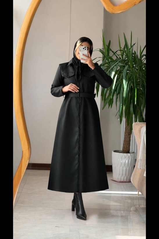پالتو چرم زنانه بلند آتوسا