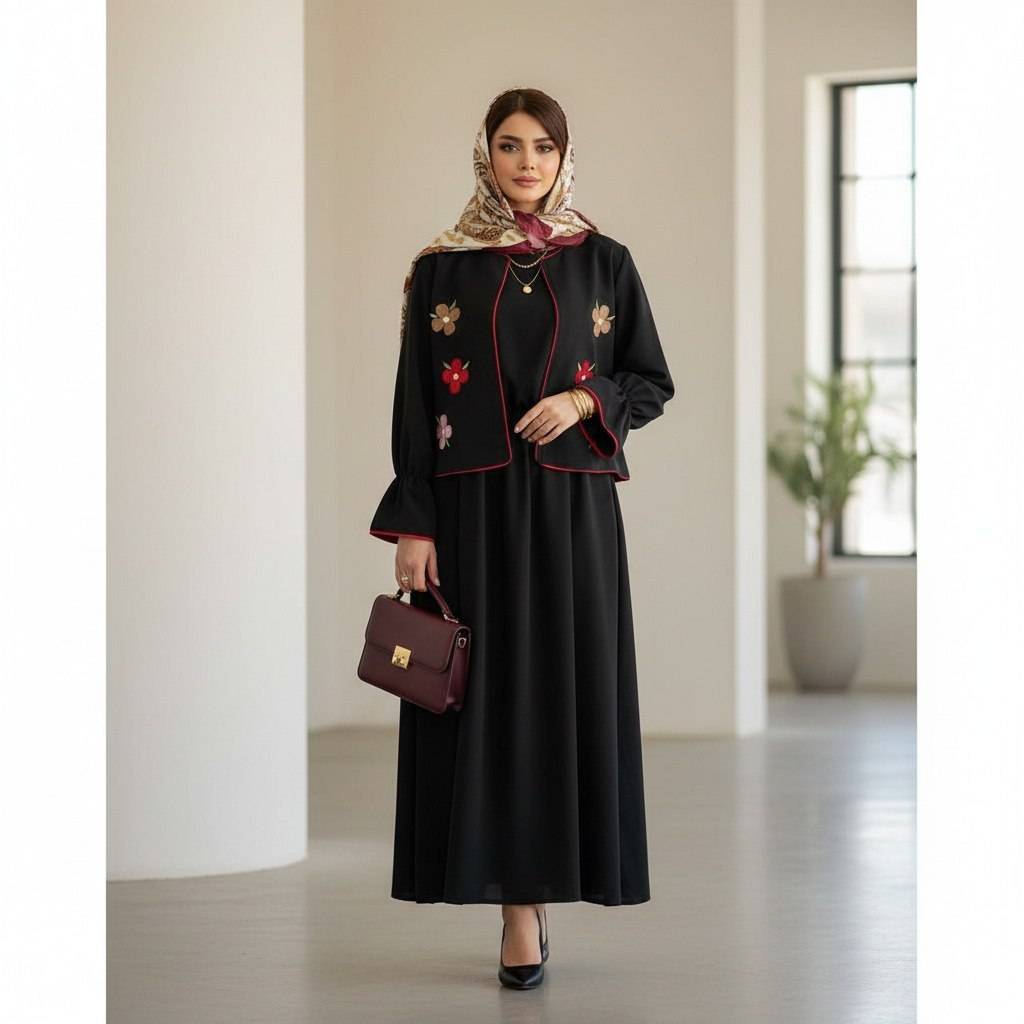 کت و سارافون زنانه مدل نیایش گلدوزی شده