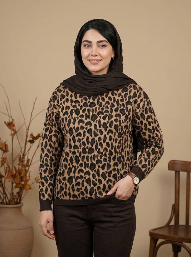 بلوز زنانه مدل بافت پلنگی