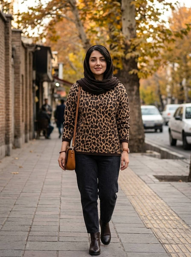 بلوز زنانه مدل بافت پلنگی