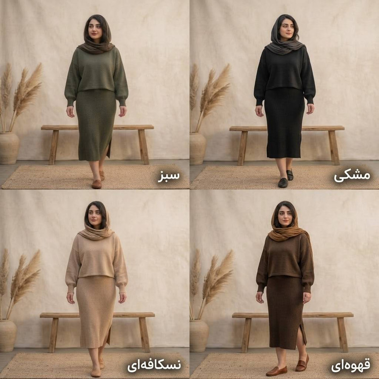 ست دو تیکه رویه و سارافون زنانه مدل بافت